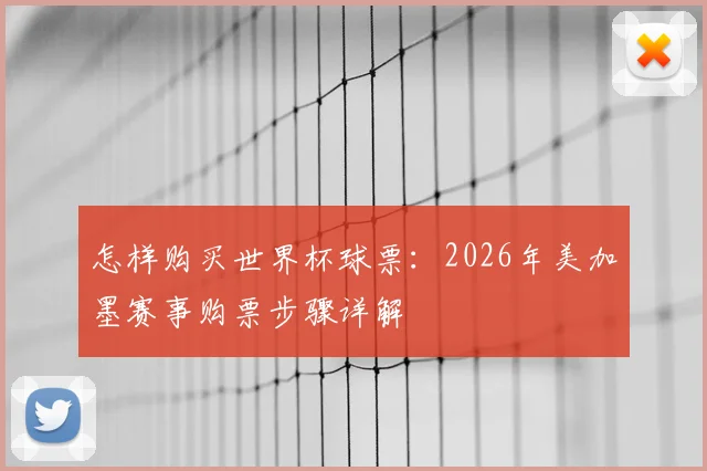 怎样购买世界杯球票：2026年美加墨赛事购票步骤详解